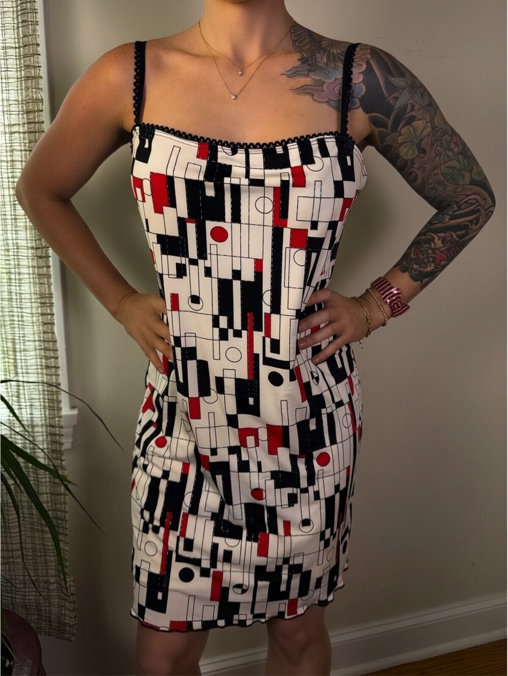 Vintage Y2K Andy Blanco Geometric Mod Mini Dress